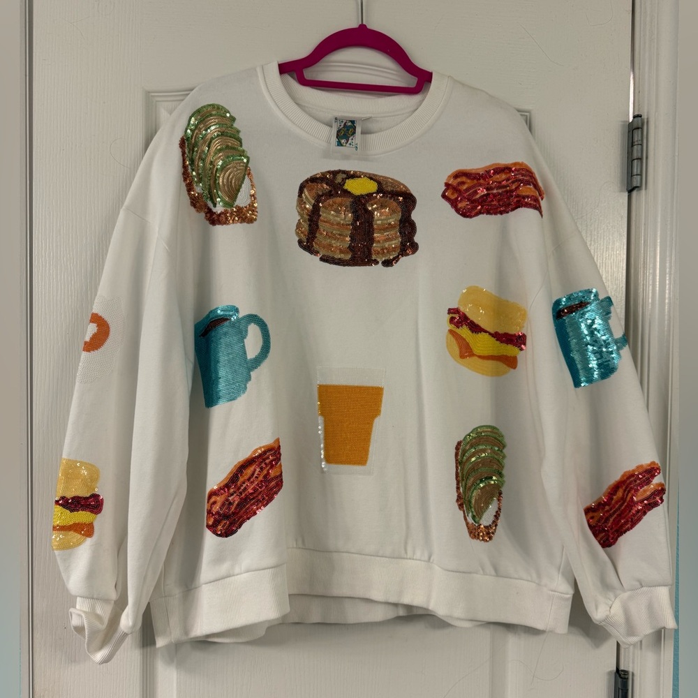 Queen Of Sparkles White Queen of Breakfast Sweatshirt